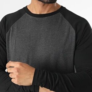 Men's Black/Gray Long Sleeve Shirt active fitness apparel